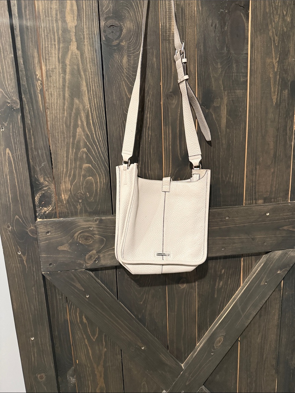 Rebecca Minkoff Pebbled Light Cream Crossbody Bag